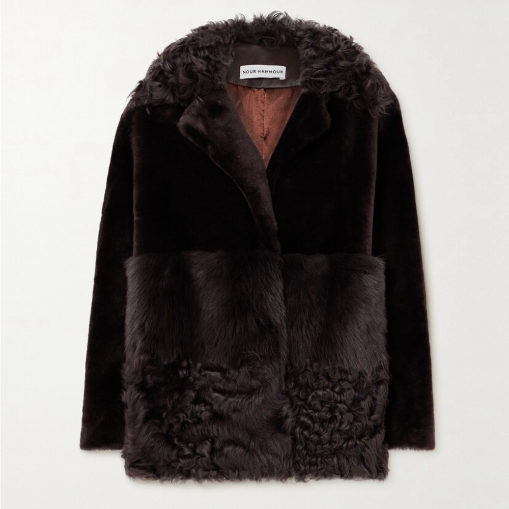 NOUR HAMMOUR Anouk paneled shearling jacket